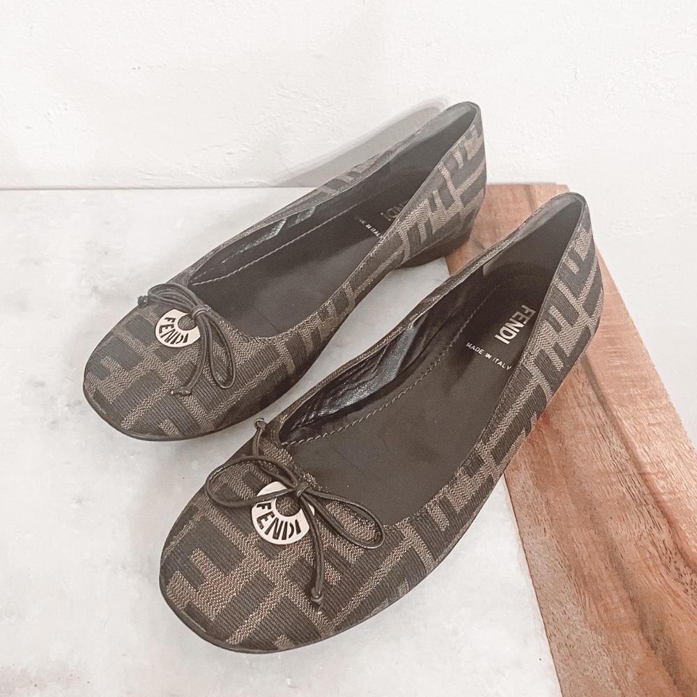 FENDI Zucca Print FF Monogram Classic Ballet Flats EU 37